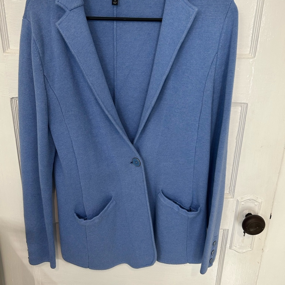 Talbots Blue Knit Blazer Sweater